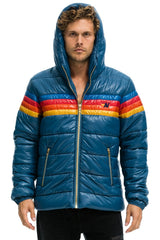 MEN'S 4 STRIPE LUXE TREKKER JACKET - GLOSSY DEEP BLUE Jacket Aviator Nation