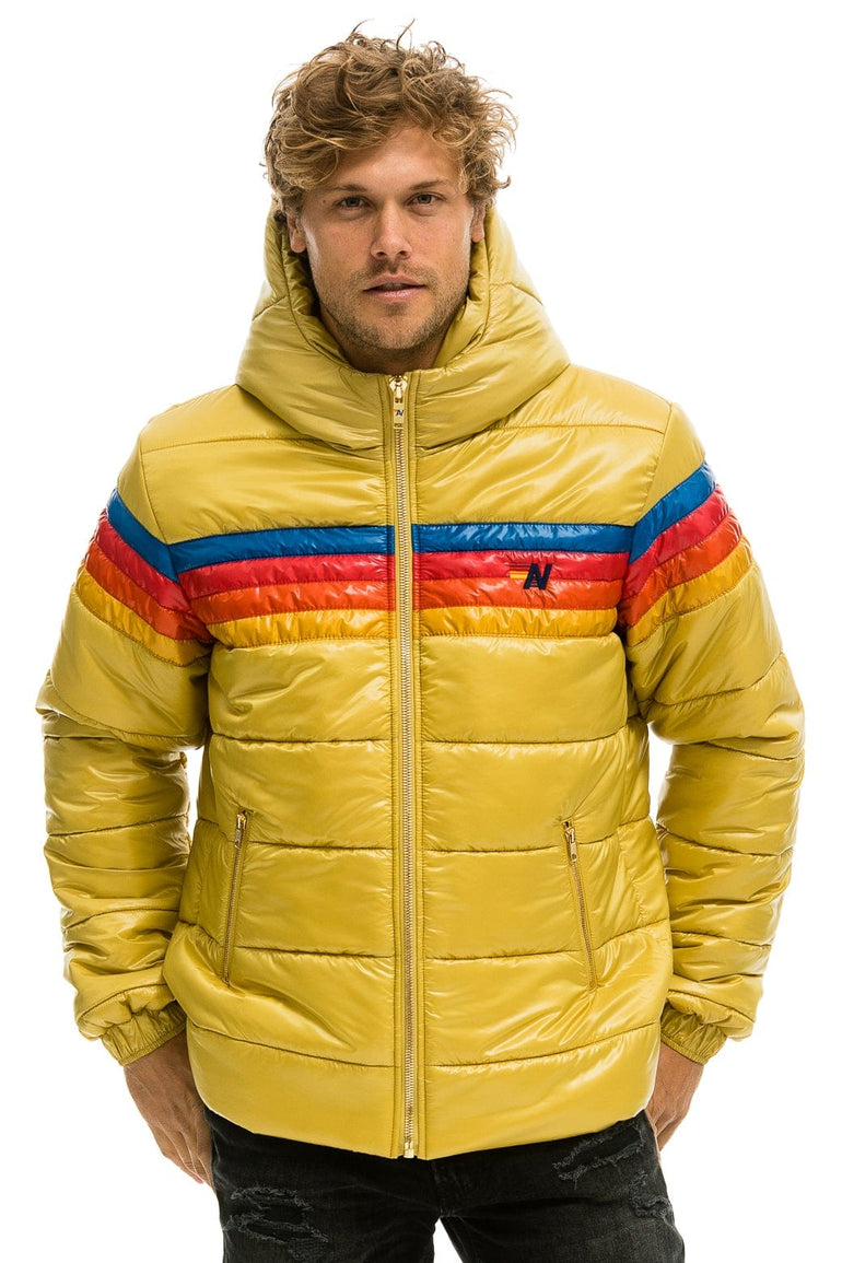 MEN'S 4 STRIPE LUXE TREKKER JACKET - GLOSSY KHAKI Jacket Aviator Nation