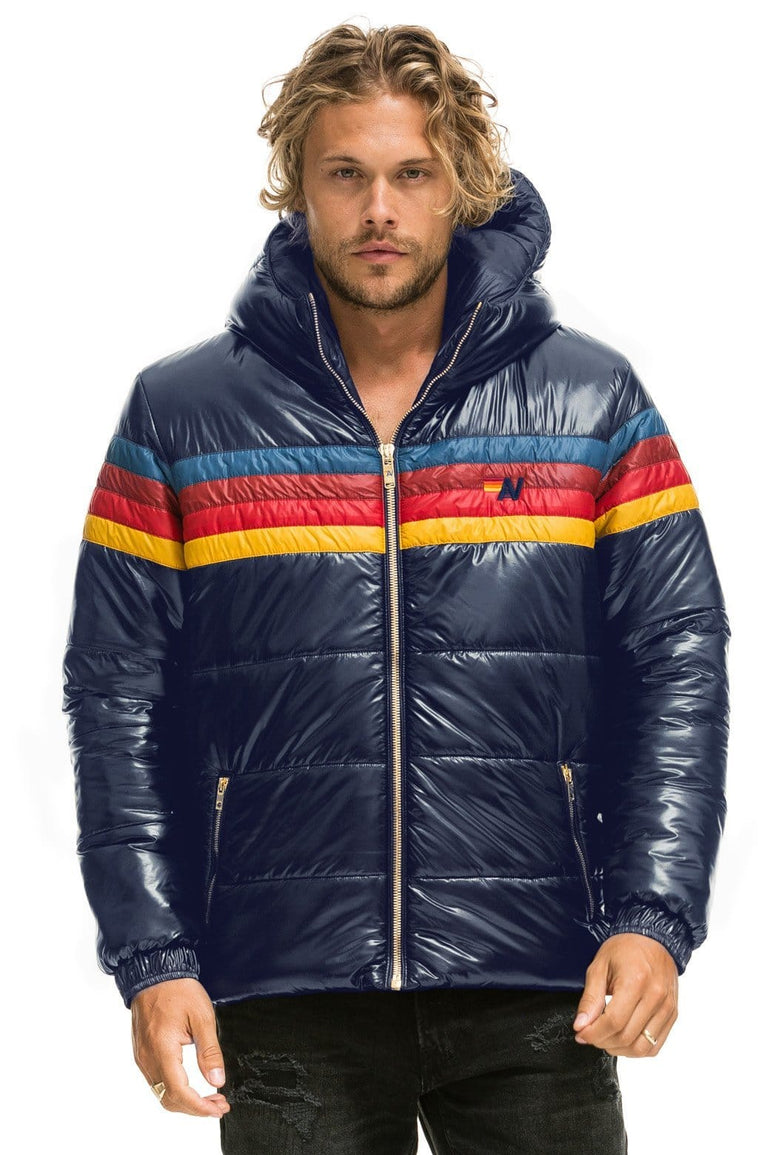 MEN'S 4 STRIPE LUXE TREKKER JACKET - GLOSSY NAVY Jacket Aviator Nation