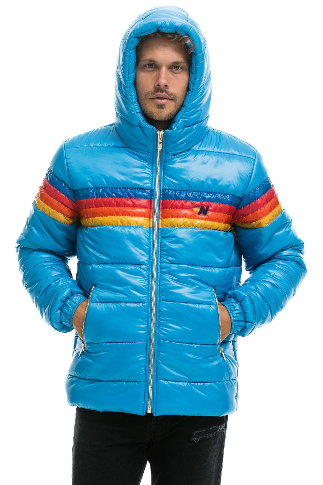 MEN'S 4 STRIPE LUXE TREKKER JACKET - GLOSSY OCEAN Jacket Aviator Nation