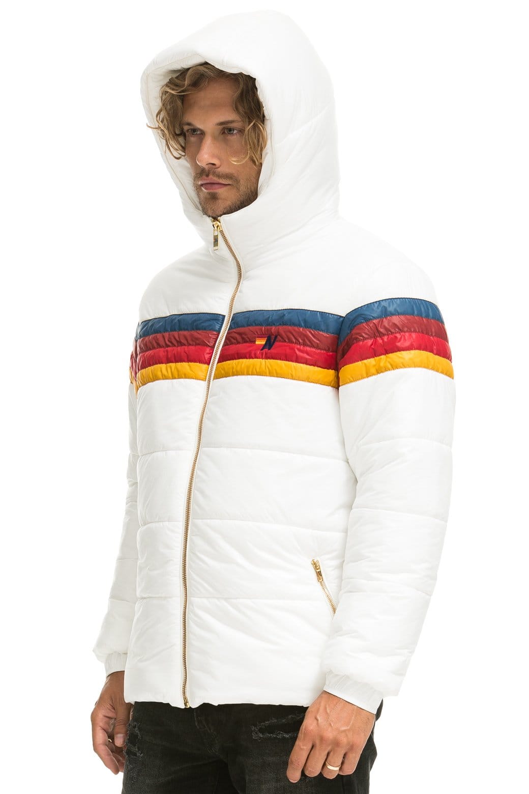 MEN'S 4 STRIPE LUXE TREKKER JACKET - GLOSSY WHITE Jacket Aviator Nation