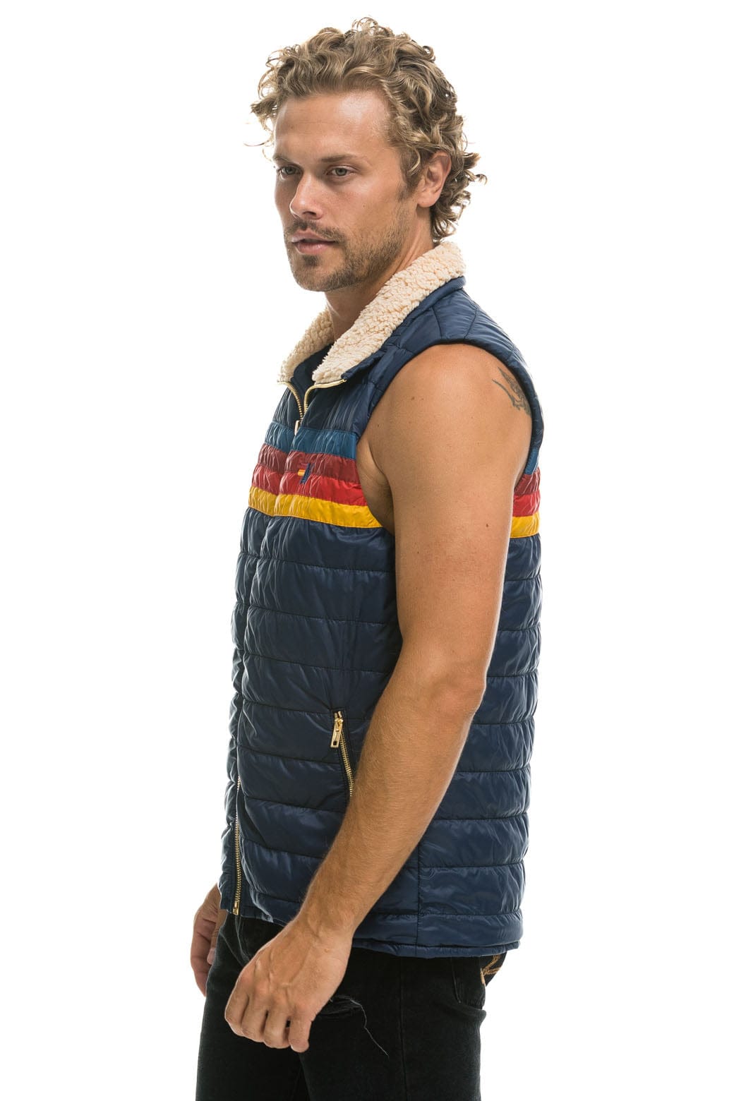 MEN'S 4 STRIPE VEST - NAVY Vest Aviator Nation