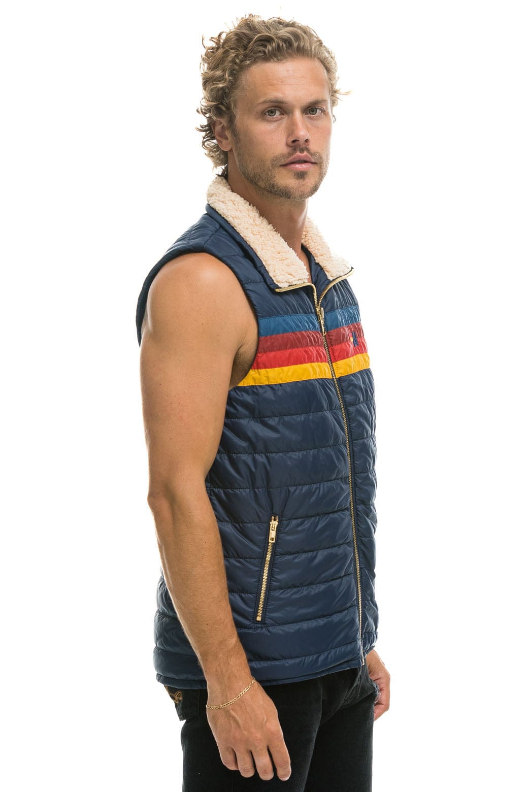 MEN'S 4 STRIPE VEST - NAVY Vest Aviator Nation