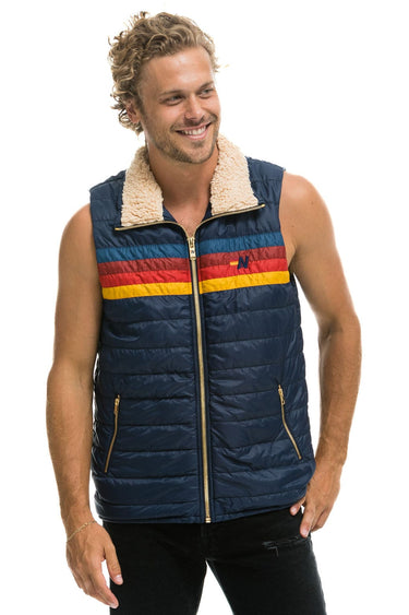 MEN'S 4 STRIPE VEST - NAVY Vest Aviator Nation