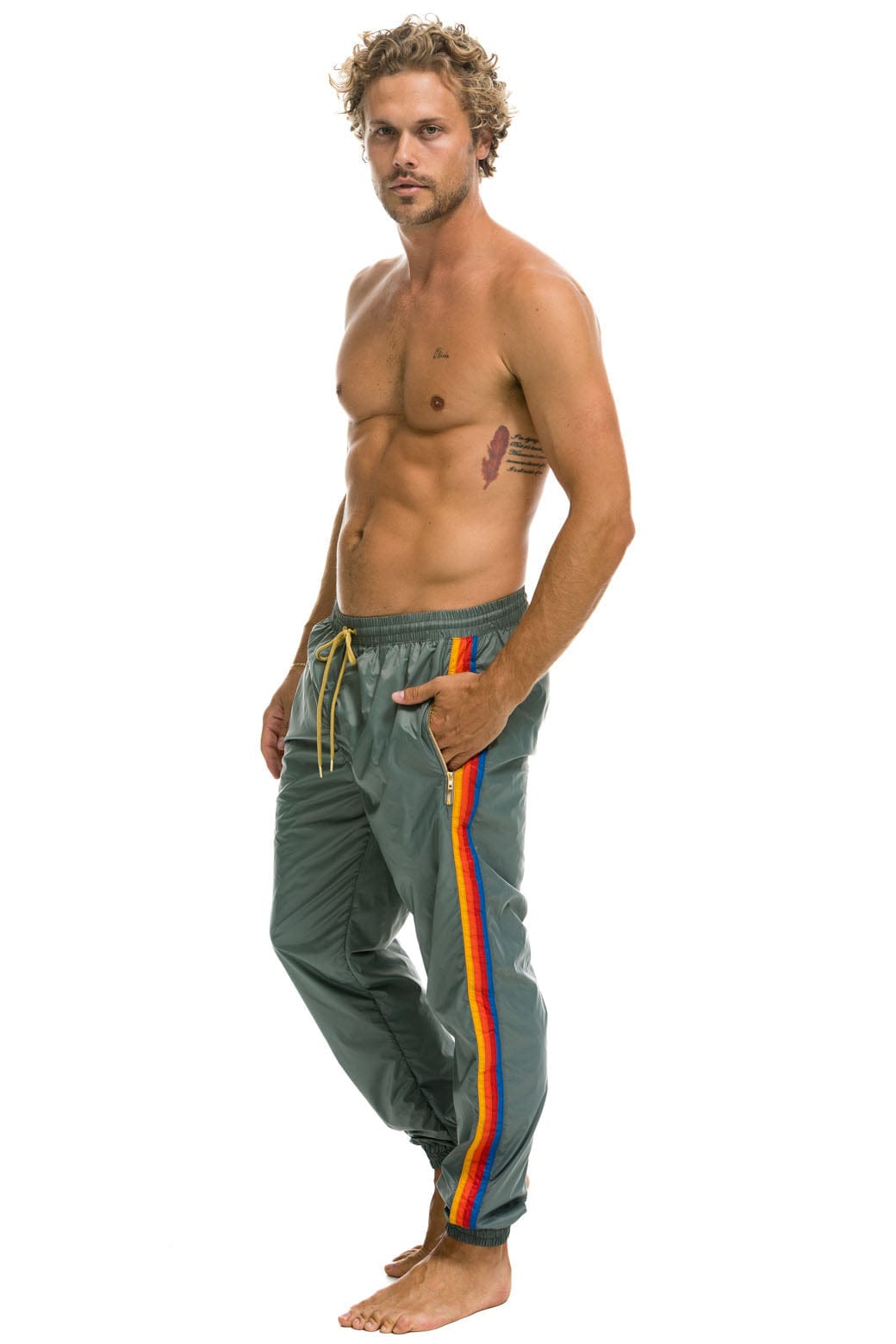 MEN'S 4 STRIPE WIND PANT - SEDONA GREY Outerwear Aviator Nation
