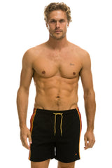 MEN'S 5 STRIPE FLEX SHORTS - BLACK Men's Board Shorts Aviator Nation
