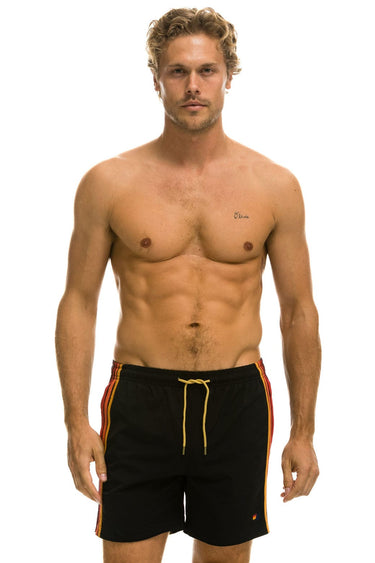MEN'S 5 STRIPE FLEX SHORTS - BLACK Men's Board Shorts Aviator Nation