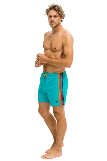 MEN'S 5 STRIPE FLEX SHORTS - JADE Men's Board Shorts Aviator Nation