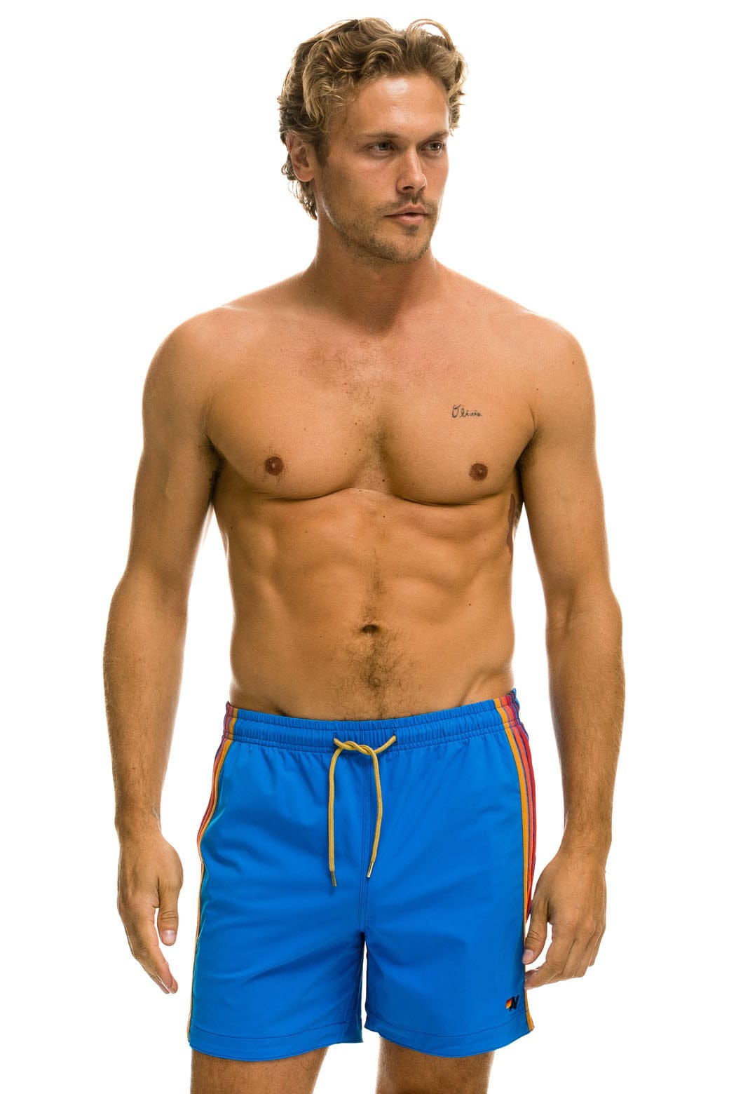 MEN'S 5 STRIPE FLEX SHORTS - PARROT BLUE Men's Board Shorts Aviator Nation