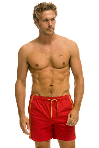 MEN'S 5 STRIPE FLEX SHORTS - RED Men's Board Shorts Aviator Nation