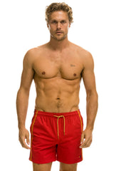 MEN'S 5 STRIPE FLEX SHORTS - RED Men's Board Shorts Aviator Nation