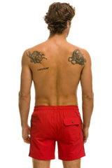 MEN'S 5 STRIPE FLEX SHORTS - RED Men's Board Shorts Aviator Nation