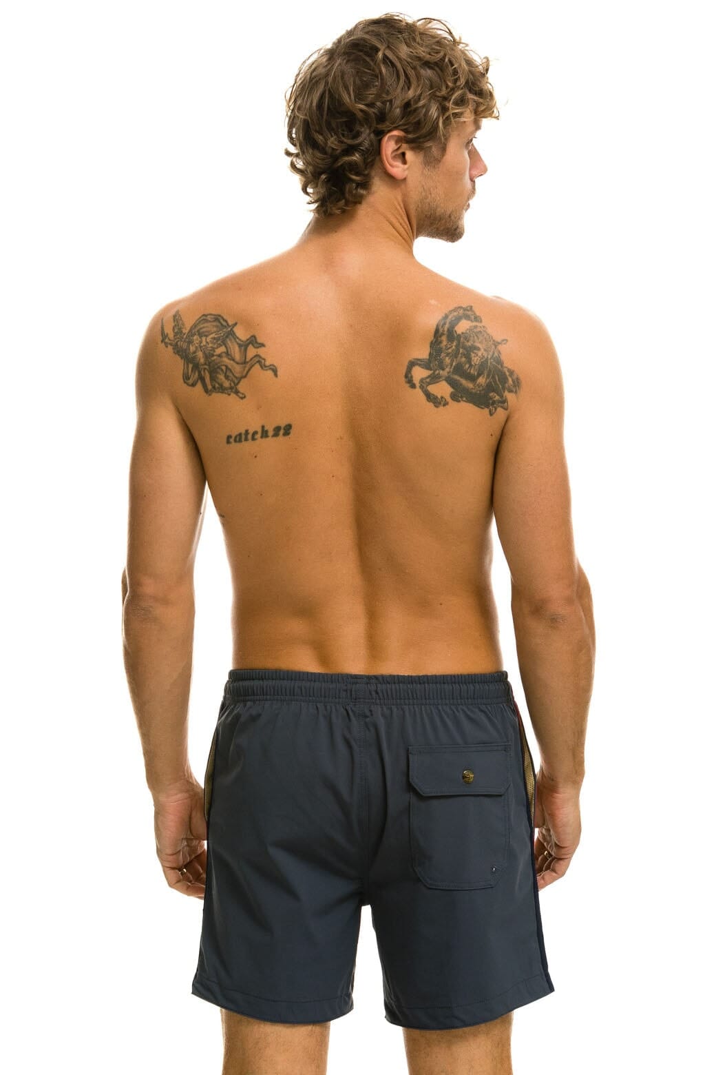 MEN'S 5 STRIPE FLEX SHORTS - TITANIUM Men's Board Shorts Aviator Nation