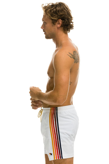 MEN'S 5 STRIPE FLEX SHORTS - WHITE Men's Board Shorts Aviator Nation