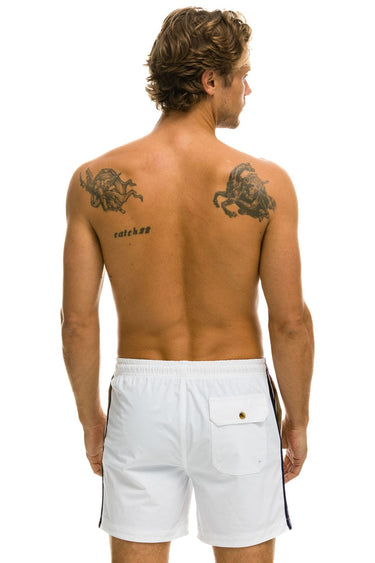 MEN'S 5 STRIPE FLEX SHORTS - WHITE Men's Board Shorts Aviator Nation