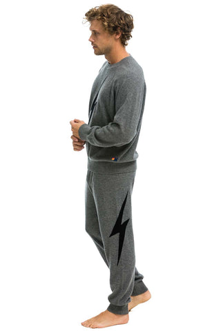 MEN'S BOLT CASHMERE LIGHT SWEATER PANT - DEEP HEATHER // BLACK BOLT Men's Sweatpants Aviator Nation