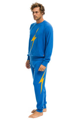 MEN'S BOLT CASHMERE LIGHT SWEATER PANT - VINTAGE BLUE // GOLD BOLT Men's Sweatpants Aviator Nation