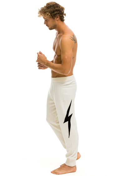 MEN'S BOLT CASHMERE LIGHT SWEATER PANT - VINTAGE WHITE // BLACK BOLT Men's Sweatpants Aviator Nation