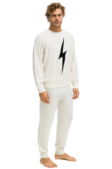 MEN'S BOLT CASHMERE LIGHT SWEATER PANT - VINTAGE WHITE // BLACK BOLT Men's Sweatpants Aviator Nation