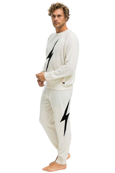 MEN'S BOLT CASHMERE LIGHT SWEATER PANT - VINTAGE WHITE // BLACK BOLT Men's Sweatpants Aviator Nation
