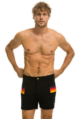 MEN'S HORIZONTAL 5 STRIPE FLEX SHORTS - BLACK Men's Board Shorts Aviator Nation