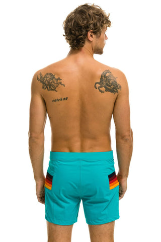 MEN'S HORIZONTAL 5 STRIPE FLEX SHORTS - JADE Men's Board Shorts Aviator Nation