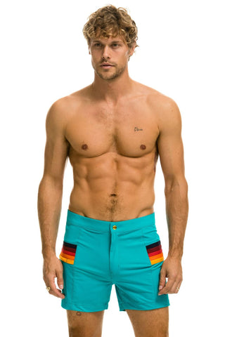 MEN'S HORIZONTAL 5 STRIPE FLEX SHORTS - JADE Men's Board Shorts Aviator Nation