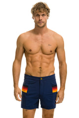 MEN'S HORIZONTAL 5 STRIPE FLEX SHORTS - NAVY Men's Board Shorts Aviator Nation