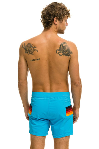 MEN'S HORIZONTAL 5 STRIPE FLEX SHORTS - NEON BLUE Men's Board Shorts Aviator Nation