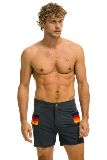 MEN'S HORIZONTAL 5 STRIPE FLEX SHORTS - TITANIUM Men's Board Shorts Aviator Nation