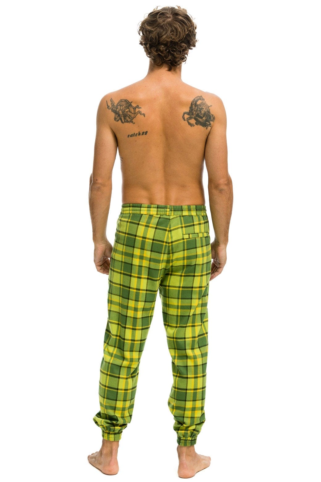MEN'S PLAID LODGE PANT - AVOCADO PLAID Mens Sweatpants Aviator Nation