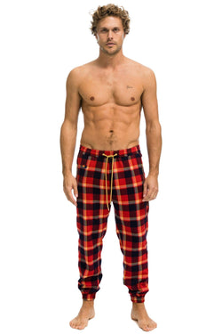 MEN'S PLAID LODGE PANT - RUGBY PLAID Mens Sweatpants Aviator Nation