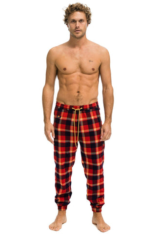 MEN'S PLAID LODGE PANT - RUGBY PLAID Mens Sweatpants Aviator Nation