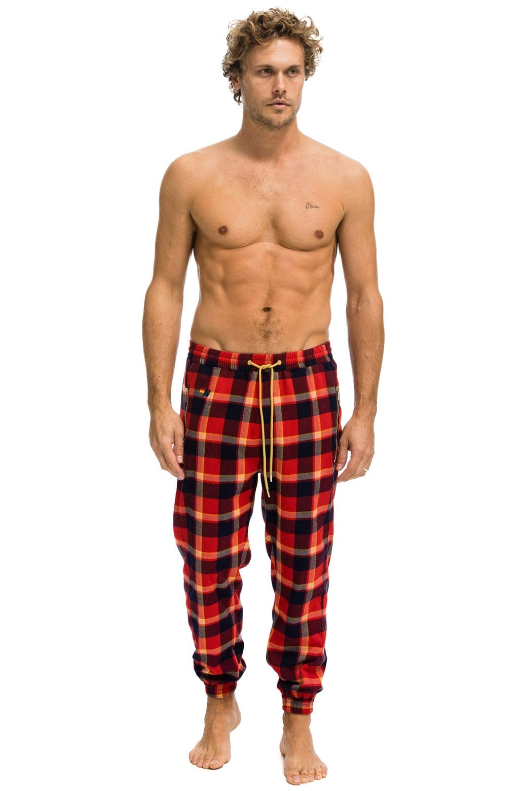 MEN'S PLAID LODGE PANT - RUGBY PLAID Mens Sweatpants Aviator Nation