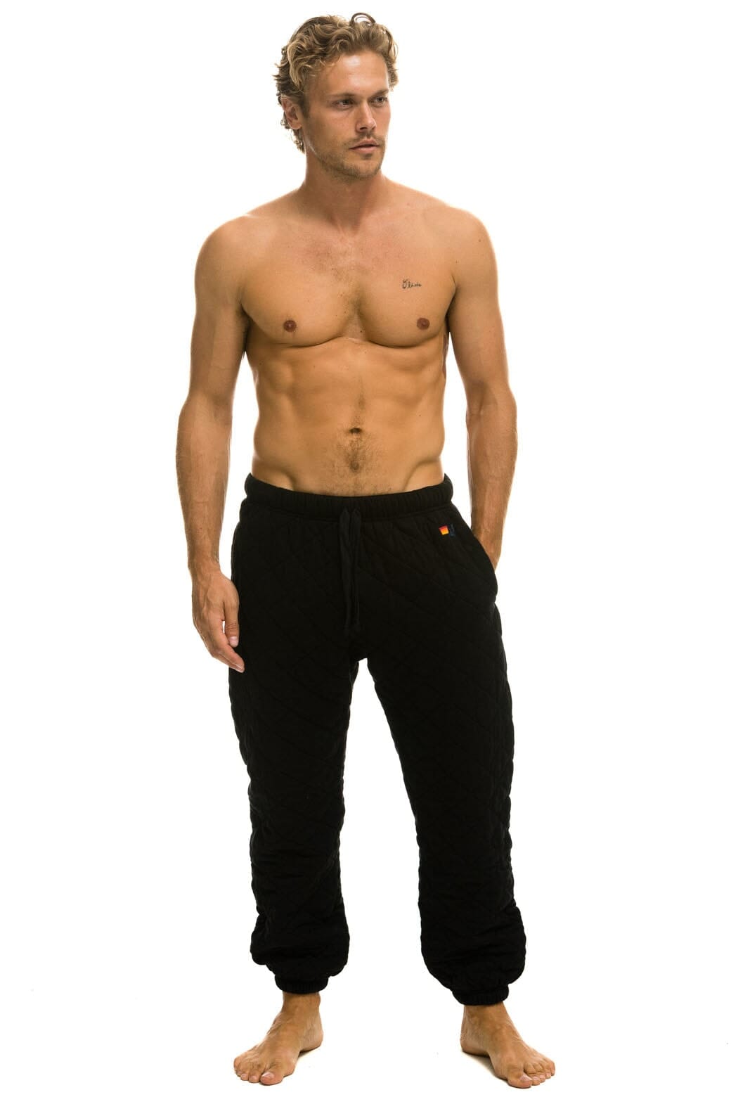 MEN'S QUILTED SWEATPANTS - BLACK Mens Sweatpants Aviator Nation