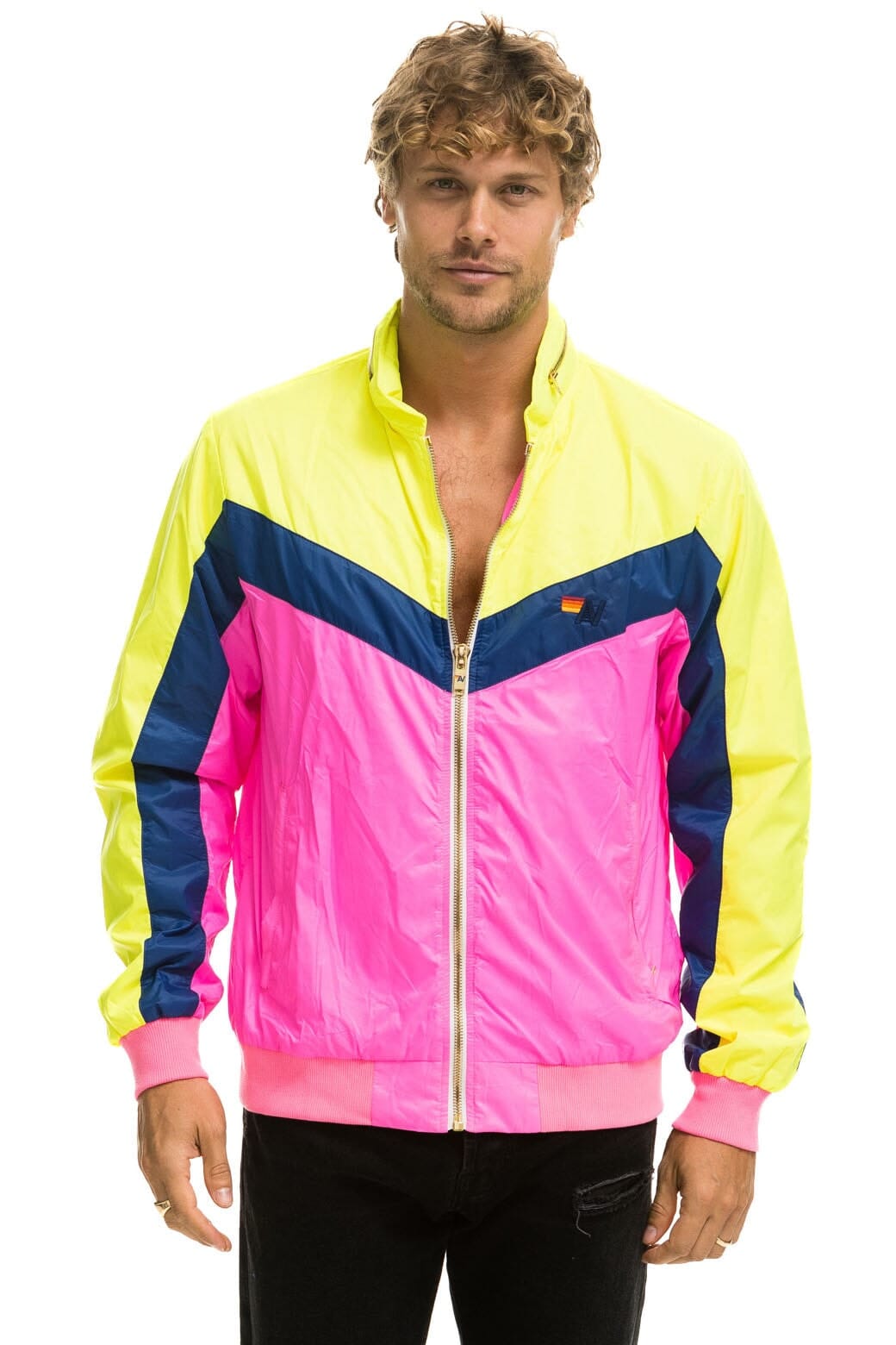 MEN'S WINDBREAKER JACKET - NEON PINK Men's Windbreaker Aviator Nation
