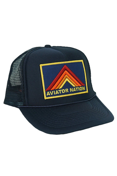 MOUNTAIN STRIPE VINTAGE TRUCKER HAT HATS Aviator Nation OS NAVY