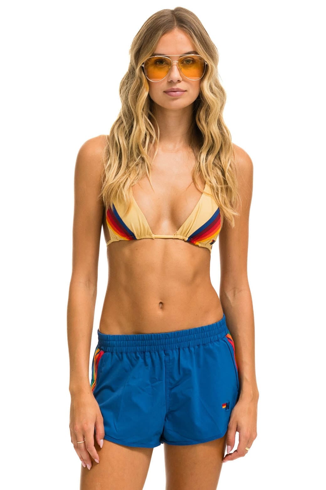 NEW WOMEN'S 5 STRIPE FLEX BOARD SHORTS - SEA // RAINBOW Women's Board Shorts Aviator Nation