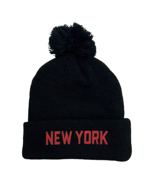 NEW YORK POM POM BEANIE - BLACK