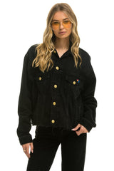 OVERSIZED CROPPED DENIM JACKET - VINTAGE BLACK Denim Jacket Aviator Nation