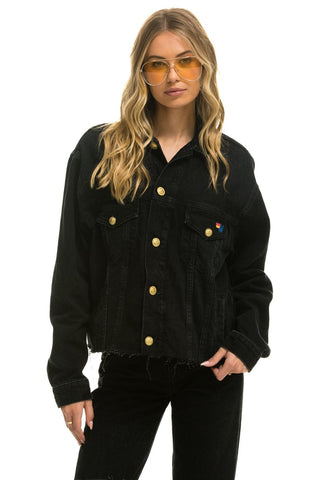 OVERSIZED CROPPED DENIM JACKET - VINTAGE BLACK Denim Jacket Aviator Nation
