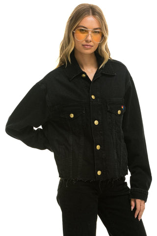 OVERSIZED CROPPED DENIM JACKET - VINTAGE BLACK Denim Jacket Aviator Nation