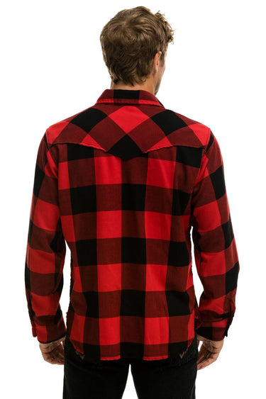 PLAID FLANNEL LIGHT WEIGHT UNISEX WESTERN SHIRT - BUFFALO PLAID Flannel Aviator Nation