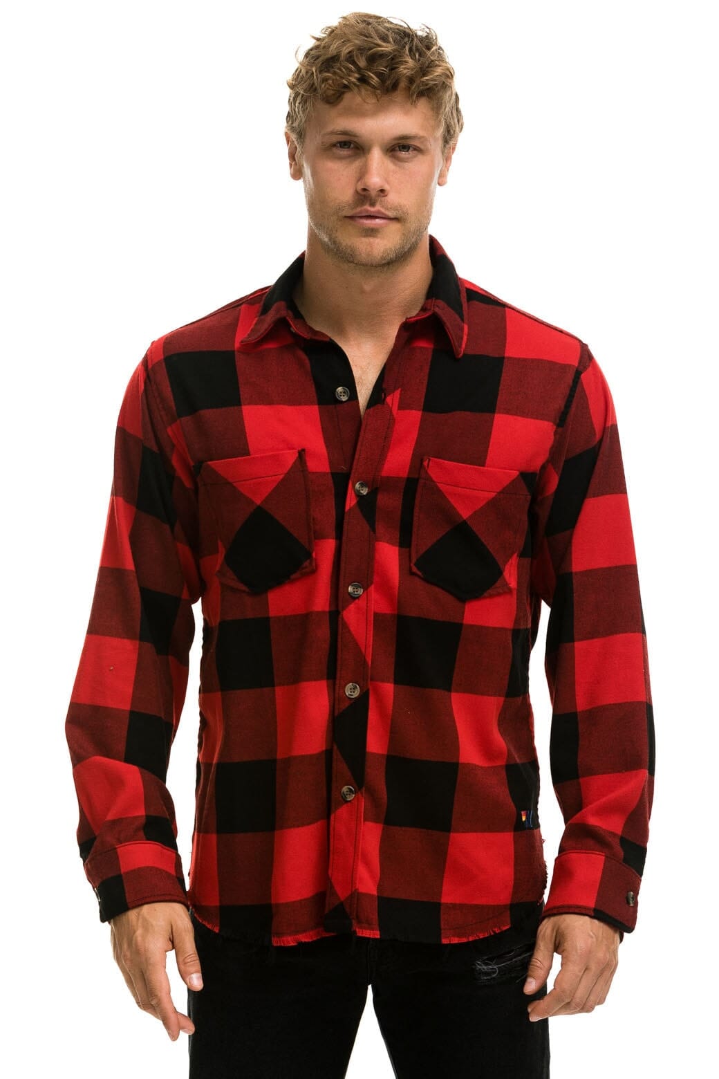 PLAID FLANNEL LIGHT WEIGHT UNISEX WESTERN SHIRT - BUFFALO PLAID Flannel Aviator Nation