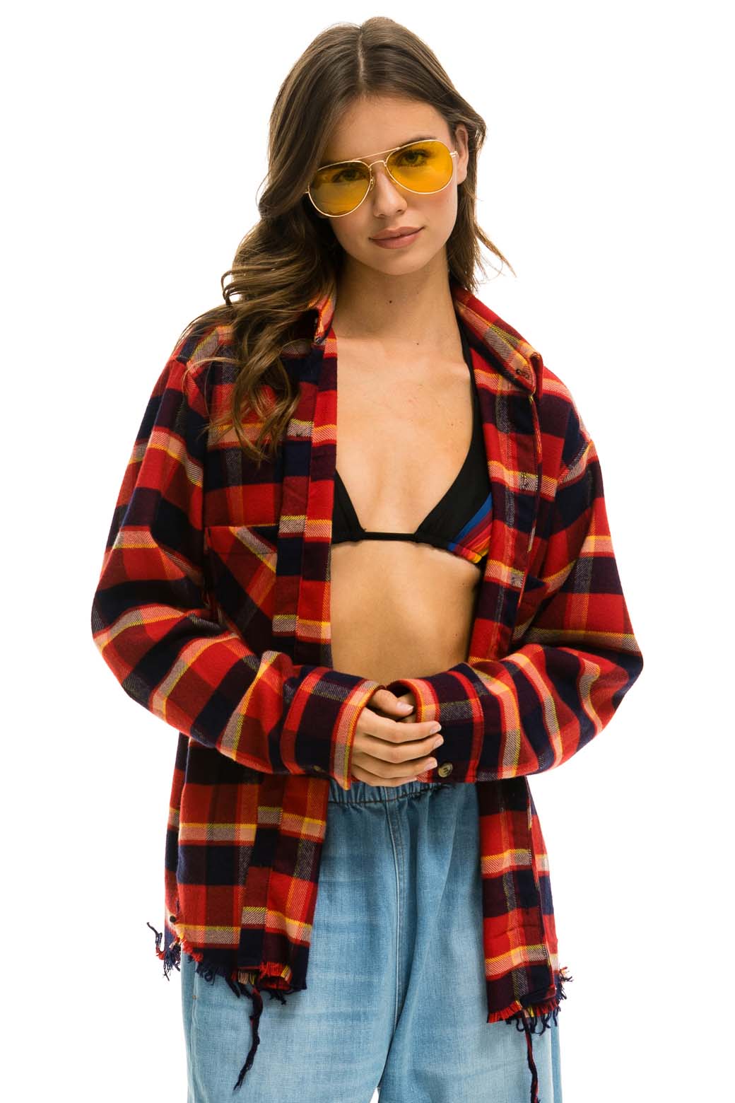PLAID FLANNEL LIGHT WEIGHT UNISEX WESTERN SHIRT - RUGBY PLAID Flannel Aviator Nation 
