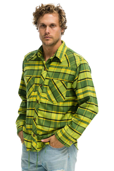 PLAID FLANNEL WESTERN SHIRT - AVOCADO PLAID Tees Aviator Nation