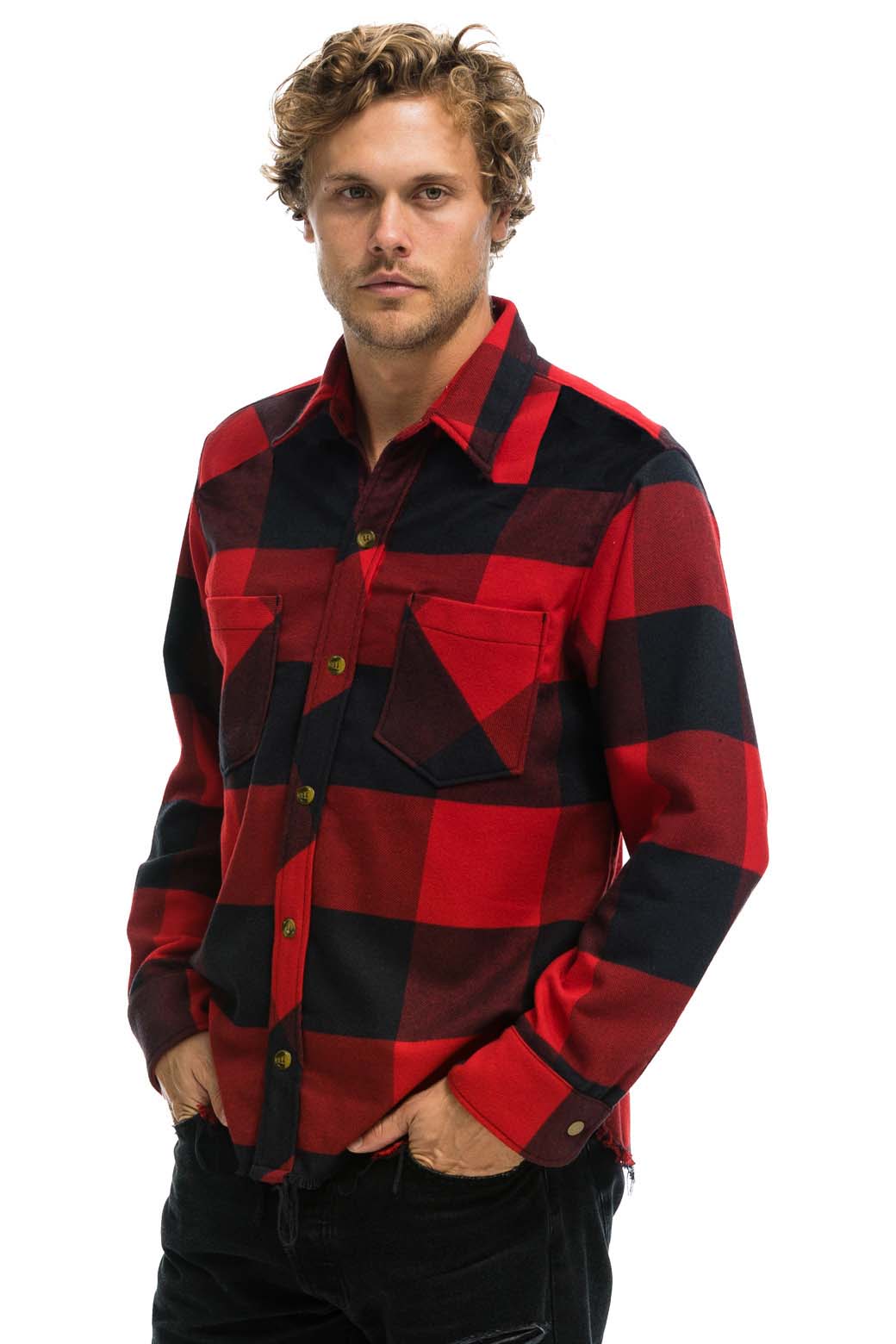 PLAID FLANNEL WESTERN SHIRT - BUFFALO PLAID Tees Aviator Nation