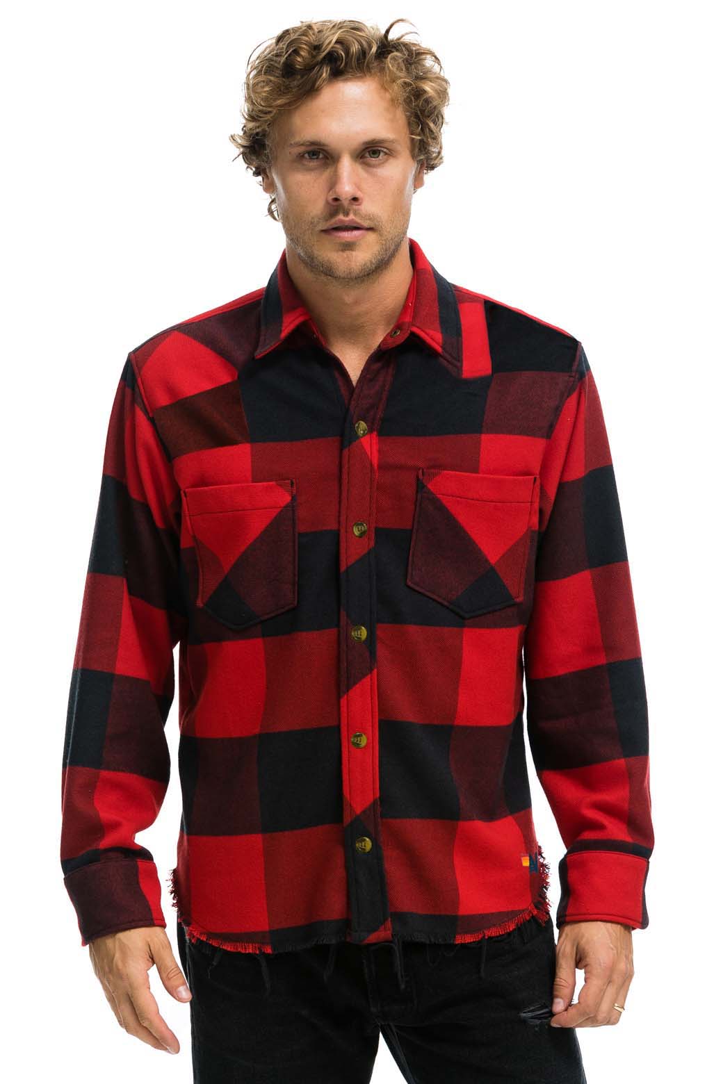 PLAID FLANNEL WESTERN SHIRT - BUFFALO PLAID Tees Aviator Nation
