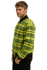 PLAID UNISEX VARSITY JACKET - AVOCADO PLAID Unisex Outerwear Aviator Nation