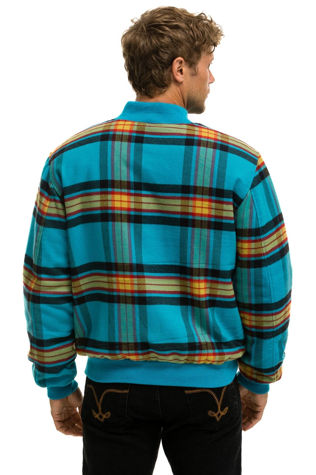 PLAID UNISEX VARSITY JACKET - JACKSON PLAID Unisex Outerwear Aviator Nation